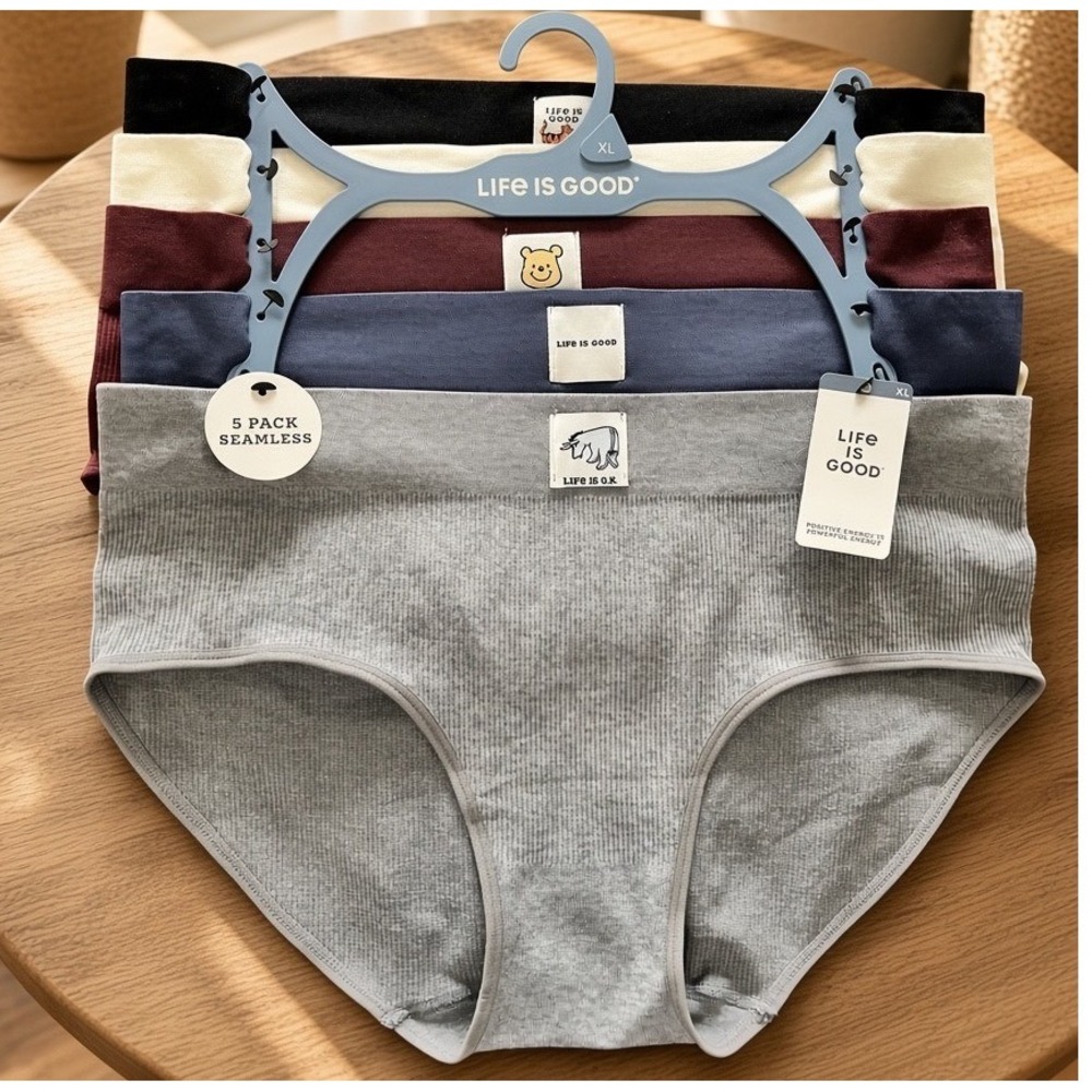 Life is Good Womens 5 Pack Seamless Hipster Underwear XL Funny Slogan Multi